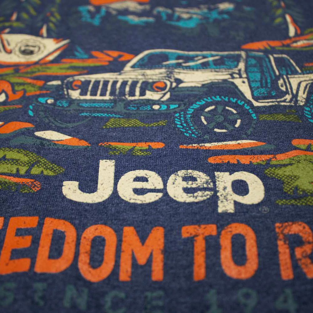 Mens Jeep® Freedom To Roam Hoodie Sweatshirt - Heather Navy Blue