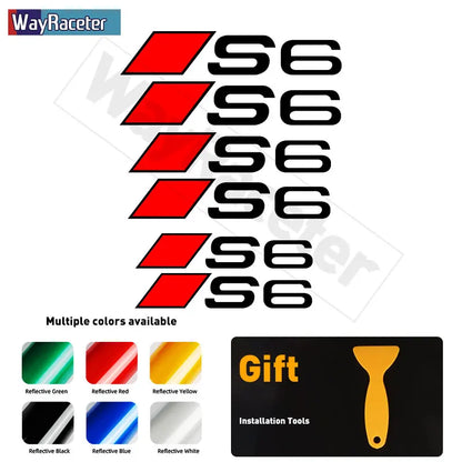 Audi Brake Caliper Decal Set – High-Temp Reflective Vinyl | A3 A4 A5 A6 A7 A8 Q2 Q3 Q5 Q7 Q8 TT TTS S-Line (6 Pcs)