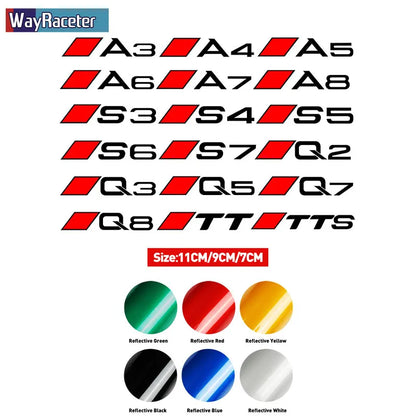 Audi Brake Caliper Decal Set – High-Temp Reflective Vinyl | A3 A4 A5 A6 A7 A8 Q2 Q3 Q5 Q7 Q8 TT TTS S-Line (6 Pcs)