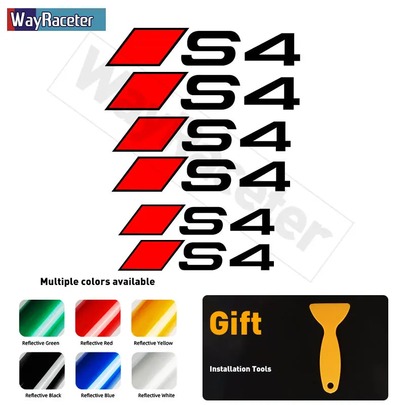 Audi Brake Caliper Decal Set – High-Temp Reflective Vinyl | A3 A4 A5 A6 A7 A8 Q2 Q3 Q5 Q7 Q8 TT TTS S-Line (6 Pcs)