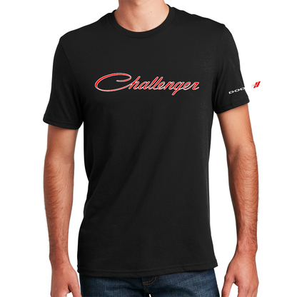 Mens T-Shirt Dodge Challenger 2 Color Script - Black