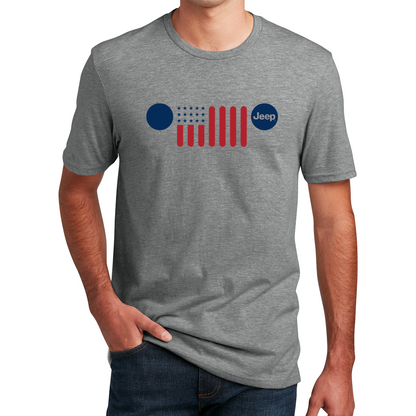 Mens Jeep® Flag Grille - Triblend Grey T-Shirt