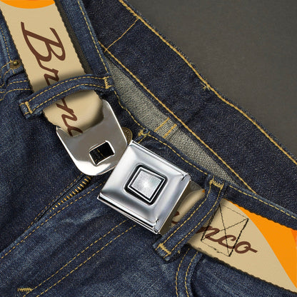 Starburst Seatbelt Belt - Ford BRONCO Script Wave Beige/Brown/Blue/Orange Webbing
