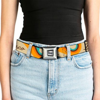Starburst Seatbelt Belt - Ford BRONCO Script Wave Beige/Brown/Blue/Orange Webbing