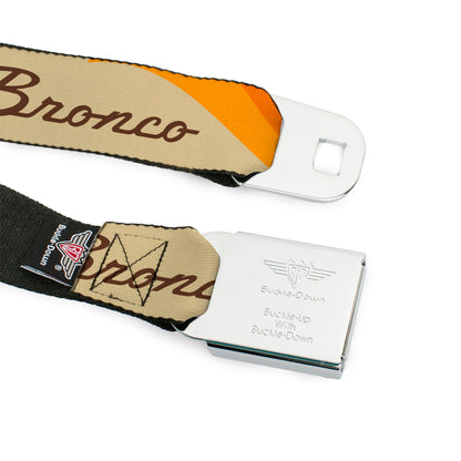 Starburst Seatbelt Belt - Ford BRONCO Script Wave Beige/Brown/Blue/Orange Webbing