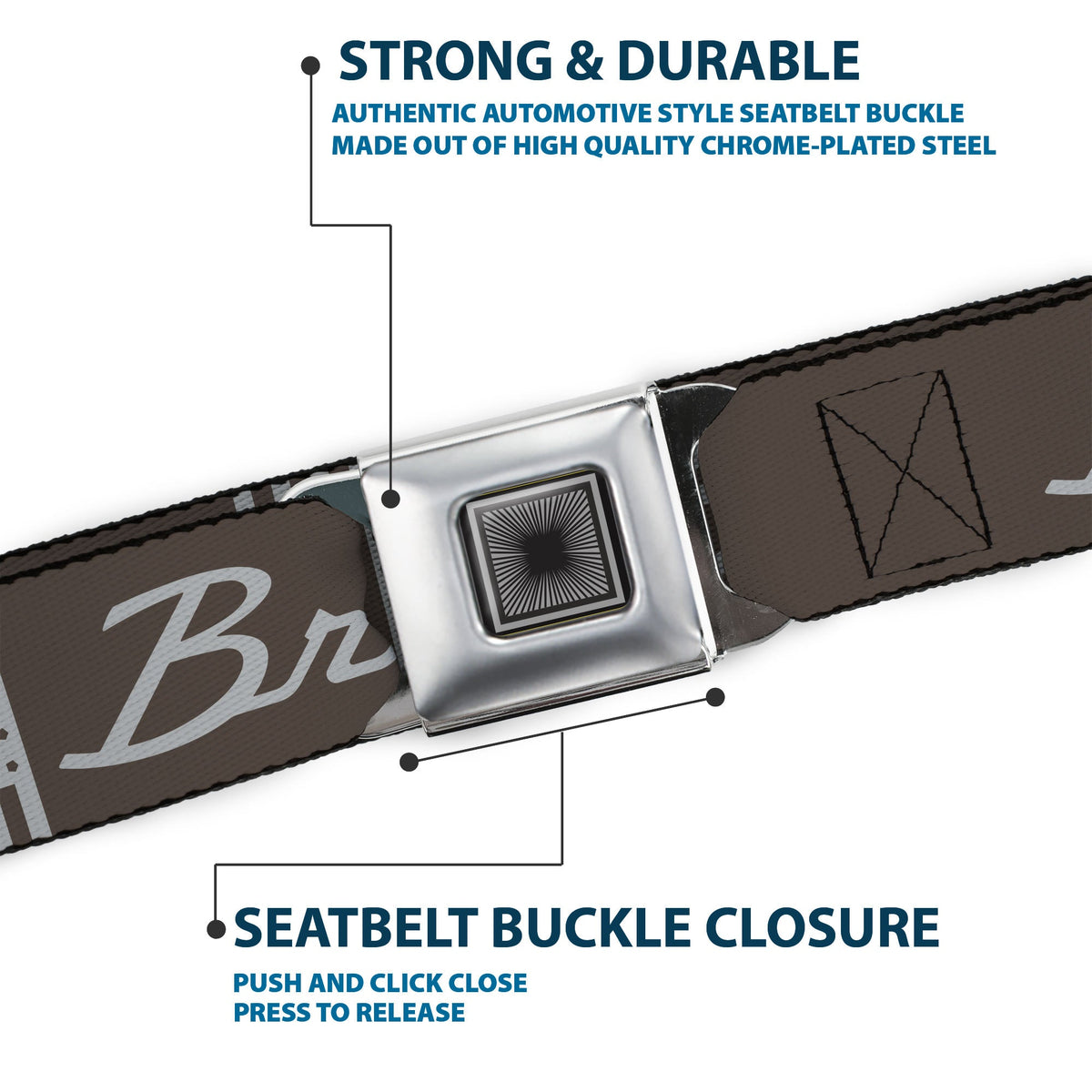 Starburst Seatbelt Belt - Ford BRONCO Americana Stars and Stripes Black/Gray Webbing
