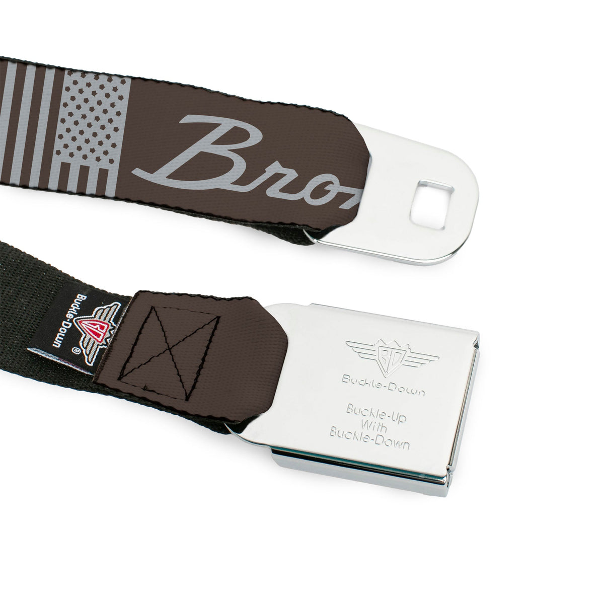 Starburst Seatbelt Belt - Ford BRONCO Americana Stars and Stripes Black/Gray Webbing