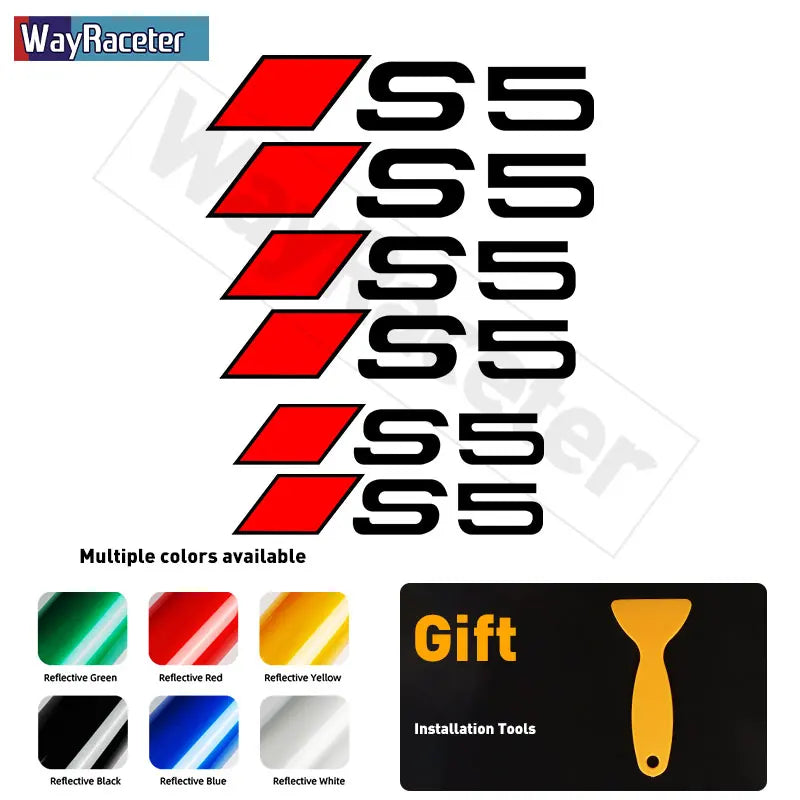 Audi Brake Caliper Decal Set – High-Temp Reflective Vinyl | A3 A4 A5 A6 A7 A8 Q2 Q3 Q5 Q7 Q8 TT TTS S-Line (6 Pcs)
