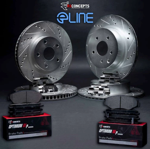 R1 Concepts Drilled/Slotted Brake Rotors + Pads 2006-2023 Challenger/Charger 6.1L/392/6.4L