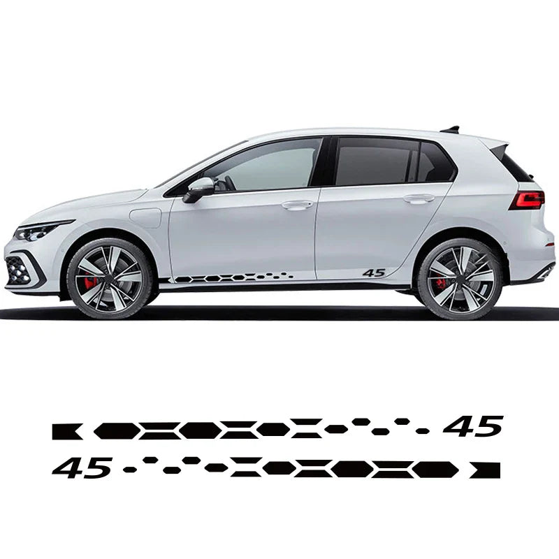GTI Clubsport 45 Style Door Side Skirt Stripe Decal for VW Golf 8 MK8 | 2-Piece PVC Vinyl Sticker