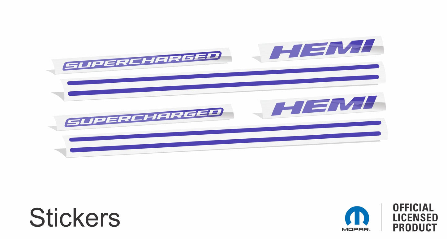 Supercharged Hemi Engine Cover Overlay Decals - Durango SRT Hellcat