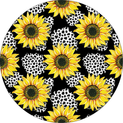 Sunflowers with Leopard Print Bronco Spare Tire Cover