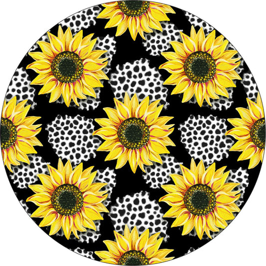 Sunflowers with Leopard Print Bronco Spare Tire Cover