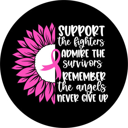 Support the Fighters Sunflower Breast Cancer Bronco Spare Tire Cover