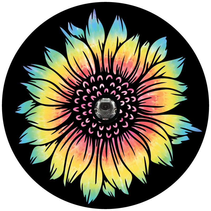 Tie Dye Sunflower Bronco Spare Tire Cover