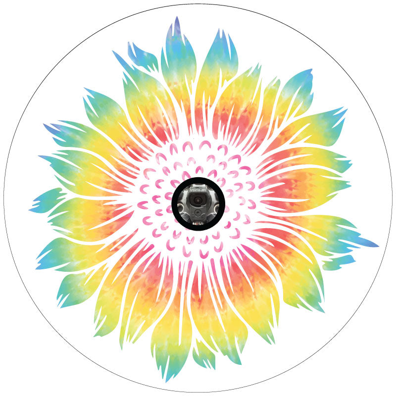 Tie Dye Sunflower Bronco Spare Tire Cover