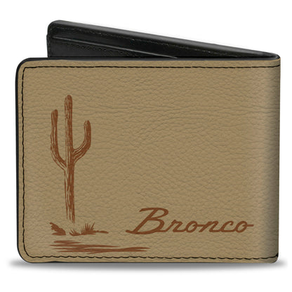 Bi-Fold Wallet - Ford Bucking Bronco Desert Scene and Logo Browns