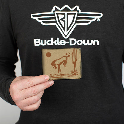 Bi-Fold Wallet - Ford Bucking Bronco Desert Scene and Logo Browns