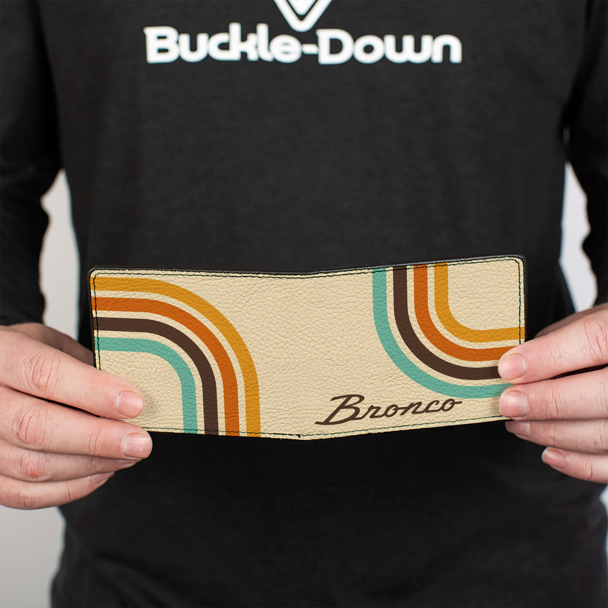 Bi-Fold Wallet - Ford BRONCO Script Lines Beige/Brown/Blue/Orange