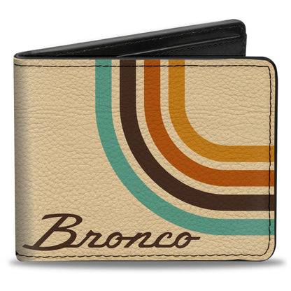 Bi-Fold Wallet - Ford BRONCO Script Lines Beige/Brown/Blue/Orange