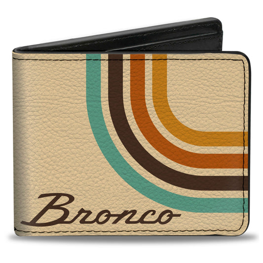 Bi-Fold Wallet - Ford BRONCO Script Lines Beige/Brown/Blue/Orange