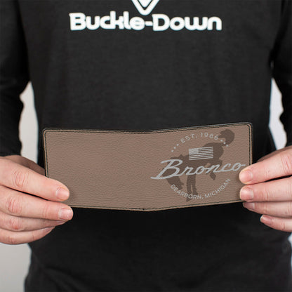 Bi-Fold Wallet - Ford Bucking Bronco Icon Established Brand Logo Browns/White