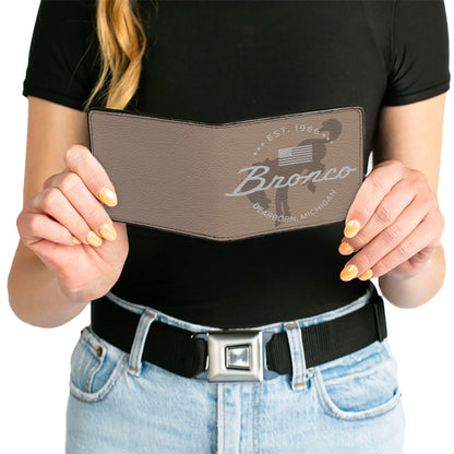 Bi-Fold Wallet - Ford Bucking Bronco Icon Established Brand Logo Browns/White