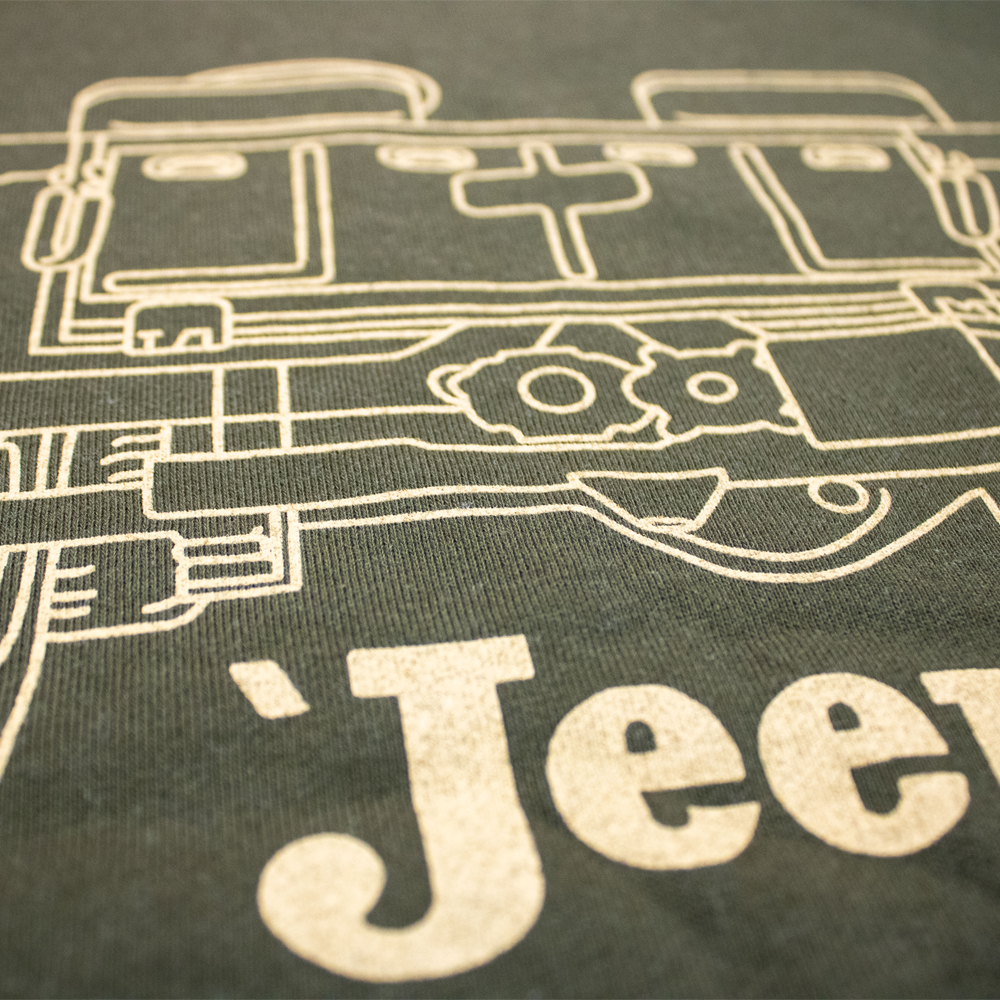 Mens Jeep® Willys MB Line Art Crew Sweatshirt - Military Green