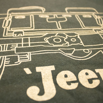 Mens Jeep® Willys MB Line Art Crew Sweatshirt - Military Green