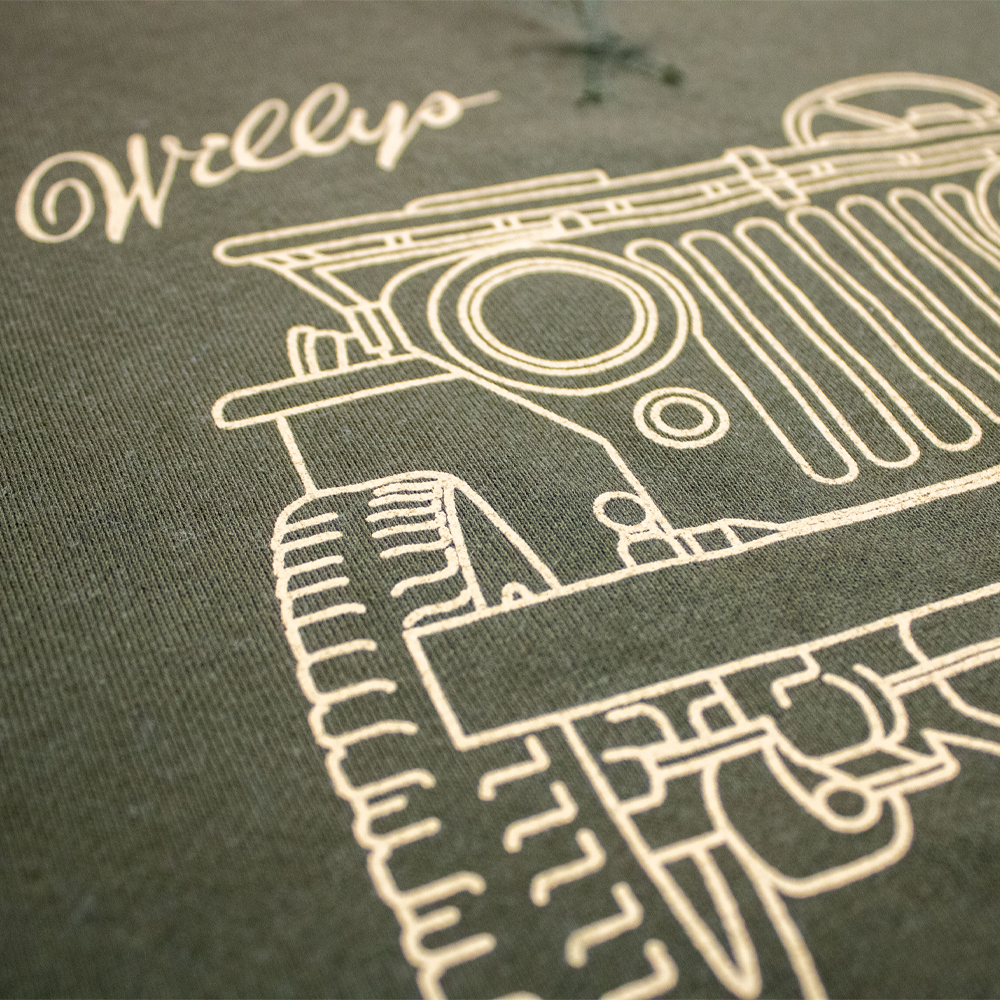 Mens Jeep® Willys MB Line Art Crew Sweatshirt - Military Green