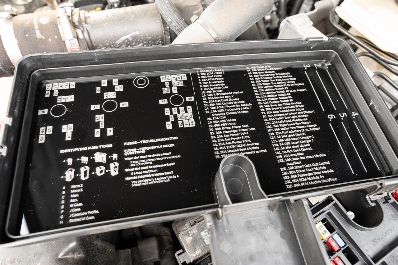 Acrylic Laser Series Fuse Box Lid Label Plate - 2021 - 2025 Bronco - Speedlogix