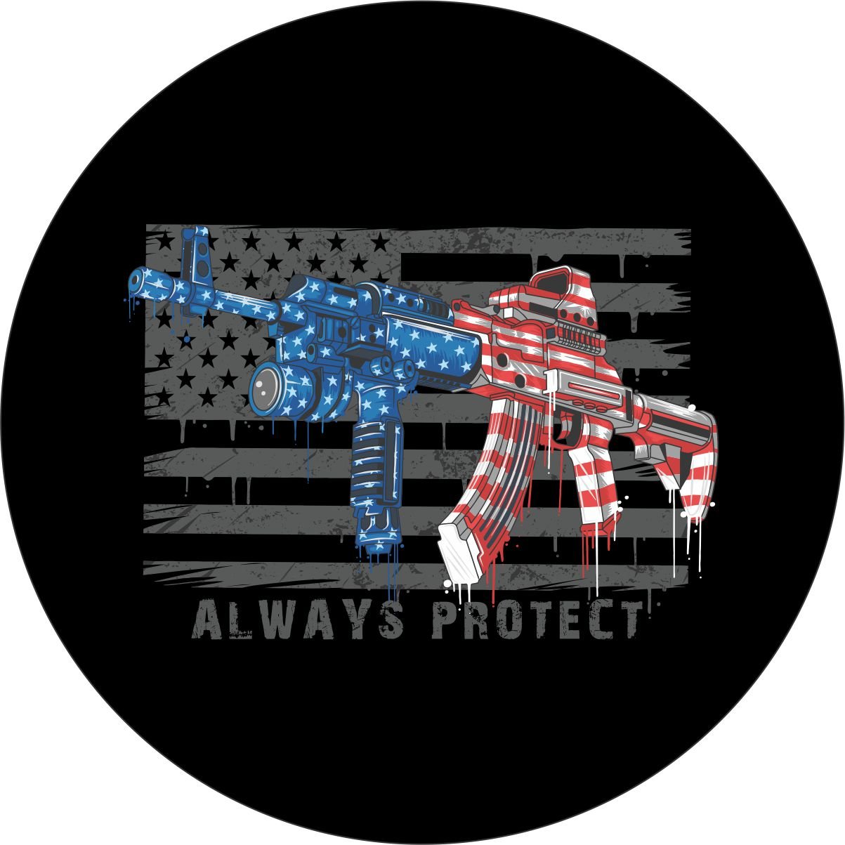 Always Protect American Flag & Gun Bronco Spare Tire Cover - Speedlogix