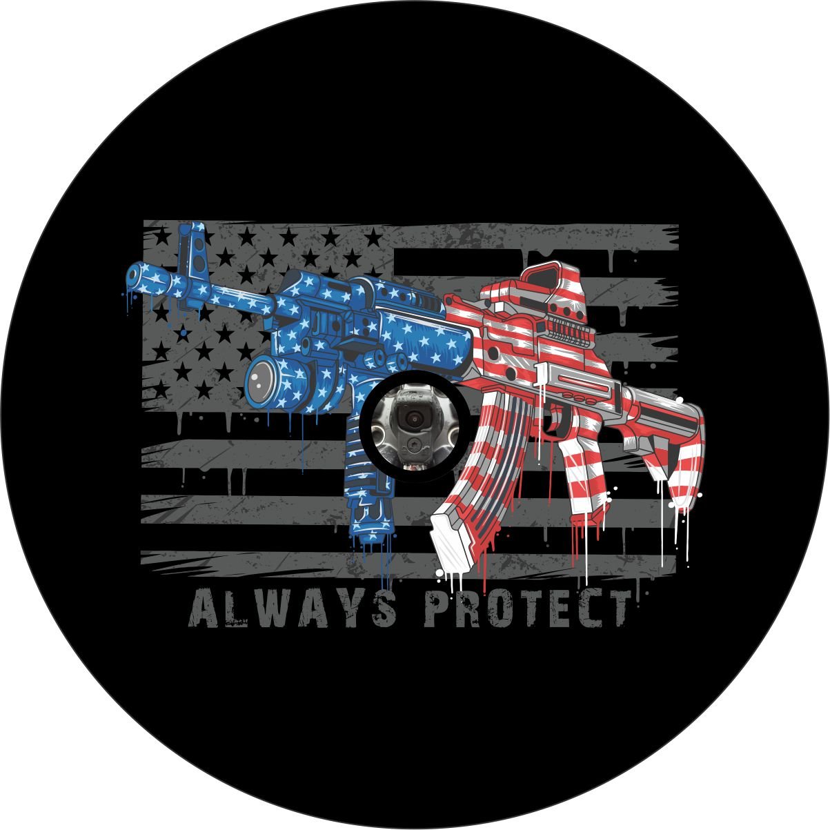 Always Protect American Flag & Gun Bronco Spare Tire Cover - Speedlogix