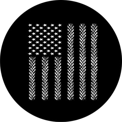 American Flag Tire Tracks Bronco Spare Tire Cover - Speedlogix