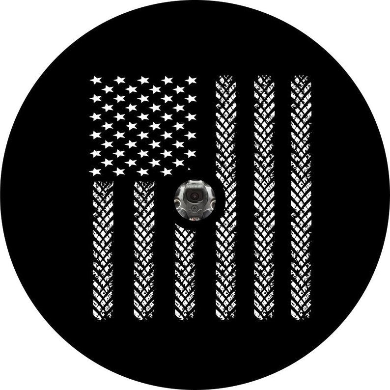 American Flag Tire Tracks Bronco Spare Tire Cover - Speedlogix