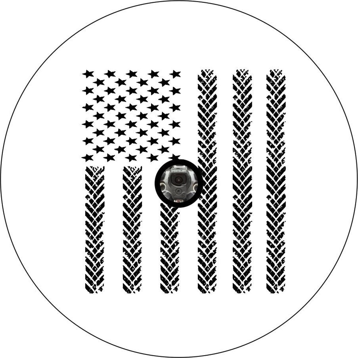 American Flag Tire Tracks Bronco Spare Tire Cover - Speedlogix