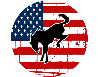 American Flag with Bronco Horse Bronco Spare Tire Cover - Speedlogix
