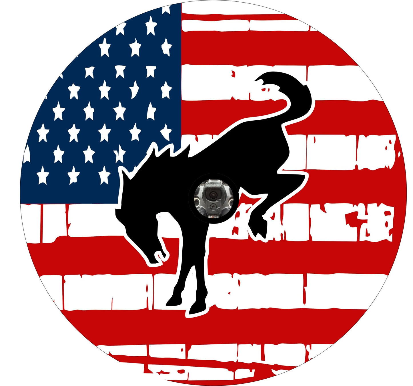 American Flag with Bronco Horse Bronco Spare Tire Cover - Speedlogix