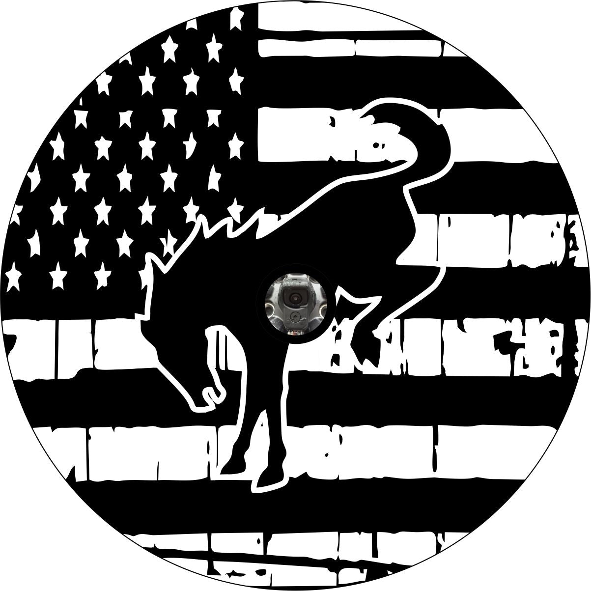 American Flag with Bronco Horse Bronco Spare Tire Cover - Speedlogix