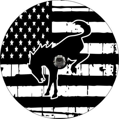American Flag with Bronco Horse Bronco Spare Tire Cover - Speedlogix