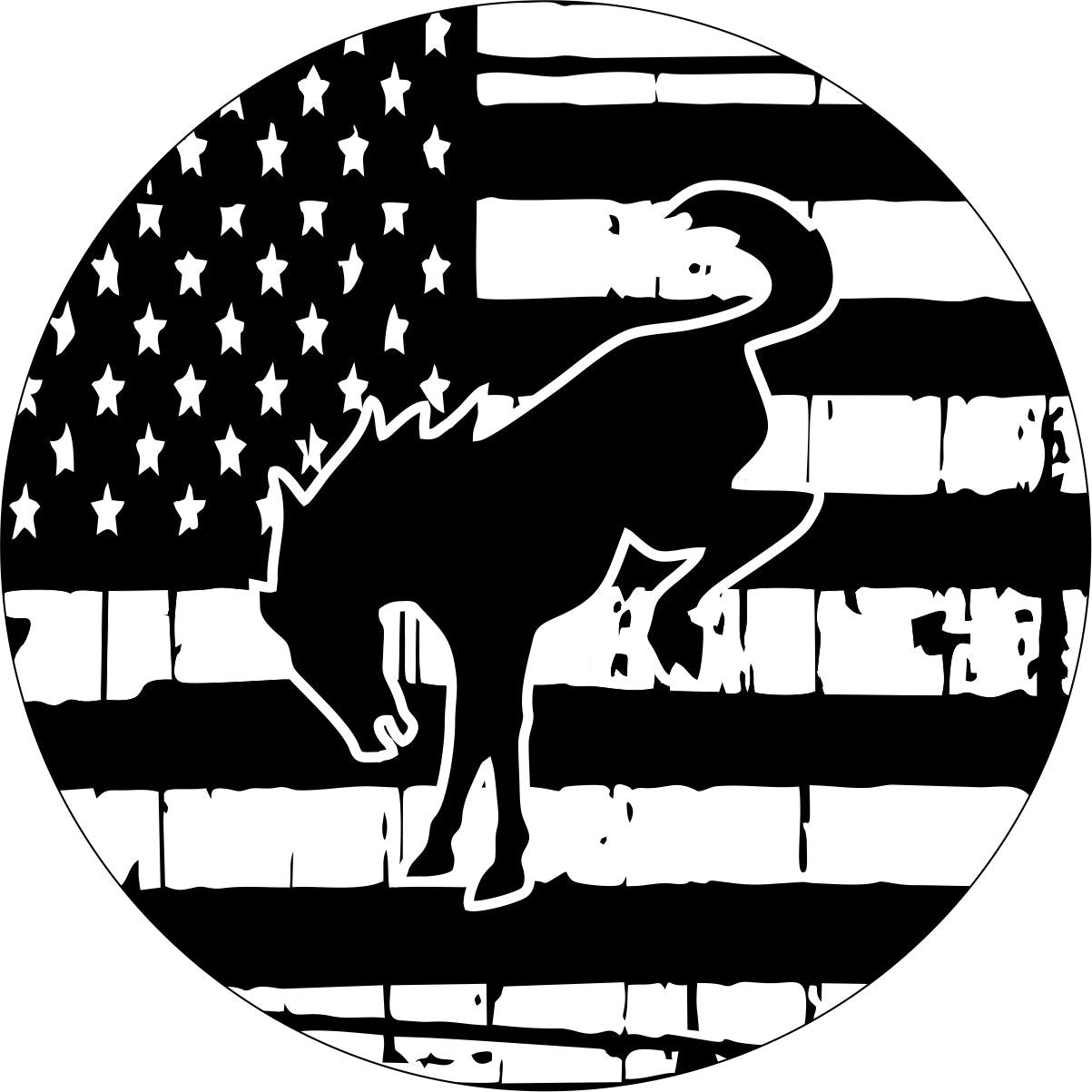 American Flag with Bronco Horse Bronco Spare Tire Cover - Speedlogix