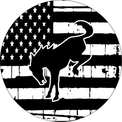 American Flag with Bronco Horse Bronco Spare Tire Cover - Speedlogix