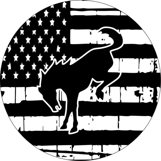 American Flag with Bronco Horse Bronco Spare Tire Cover - Speedlogix