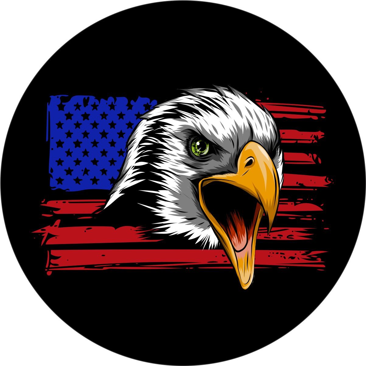 American Flag with Eagle Bronco Spare Tire Cover - Speedlogix