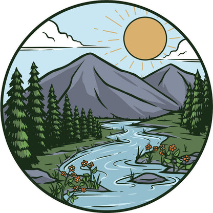 Artsy Mountain River Landscape Unique Bronco Spare Tire Cover - Speedlogix