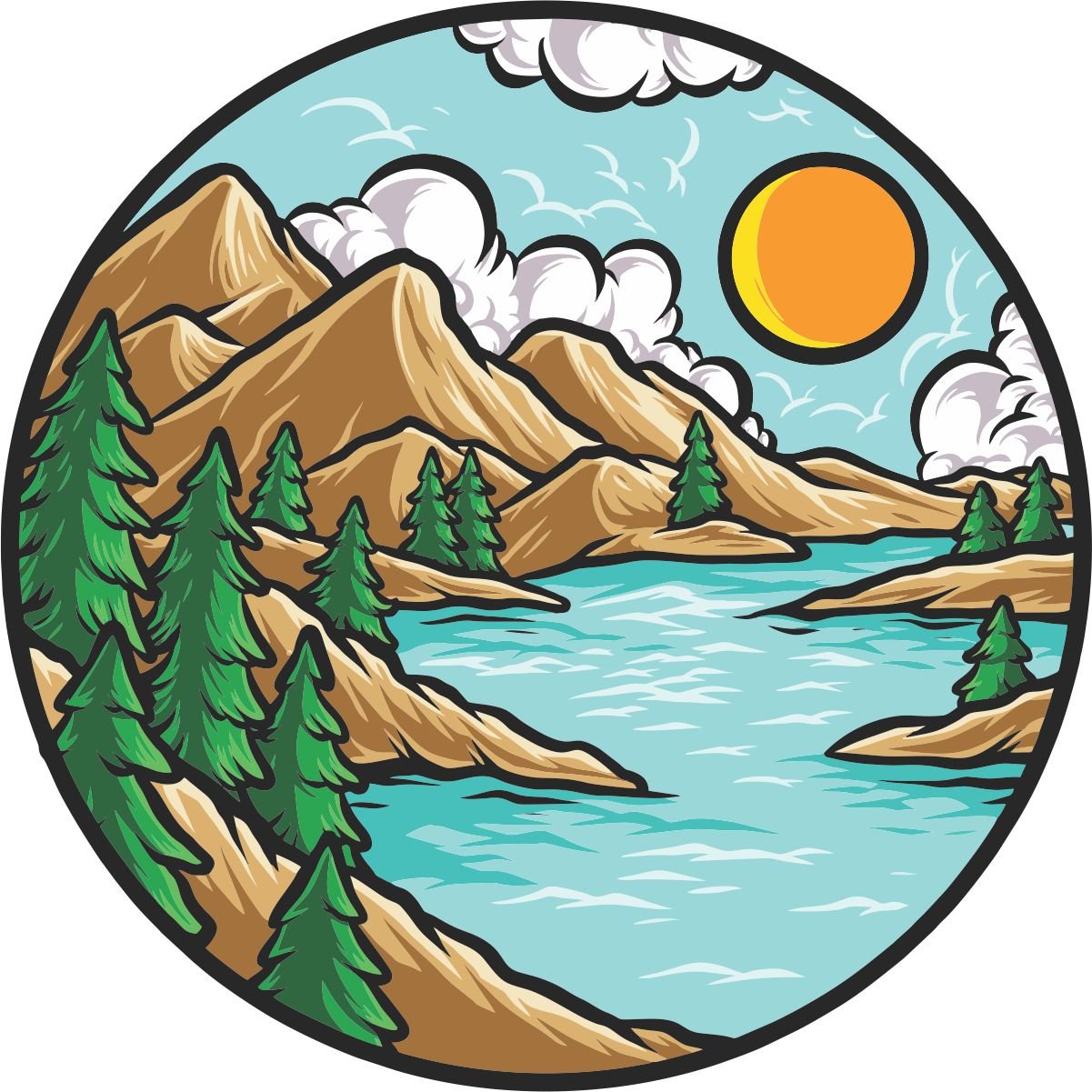 Artsy Scenic Mountain Views Creative Bronco Spare Tire Cover - Speedlogix