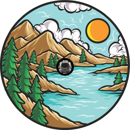 Artsy Scenic Mountain Views Creative Bronco Spare Tire Cover - Speedlogix