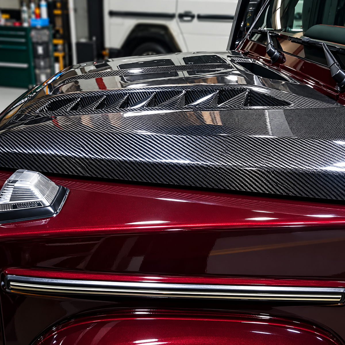 Dry Carbon Fiber Engine Hood Bonnet Replacement for Mercedes Benz G Wagon W464 W463A G63 G350 G500