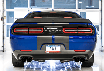 AWE Touring Cat - Back Exhaust, Black Tips 2017 - 2023 Challenger 5.7L - Speedlogix