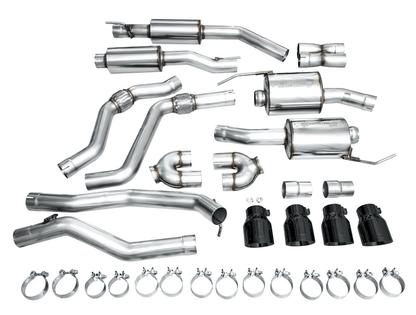AWE Touring Cat - Back Exhaust, Black Tips 2020 - 2024 Explorer ST - Speedlogix